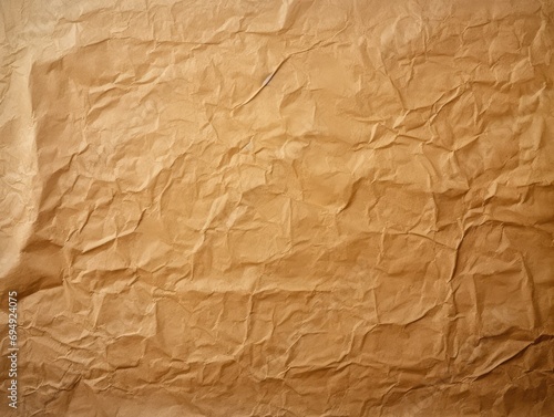 Sheet of Brown Thin Crumpled Craft Paper Background