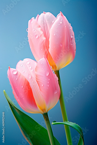 Beautiful tulips in pastel colors. Selective focus. #694925646