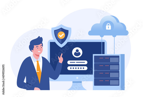 Cyber security, Data protection metaphors set. Database, cyber security, control, protection of computer services. Vector isolated concept illustrations