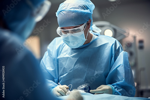 Surgical medical operation, cardiac surgery, operating room, specialized surgeon photo