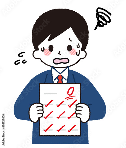 テストの結果。0点をとる学生。
