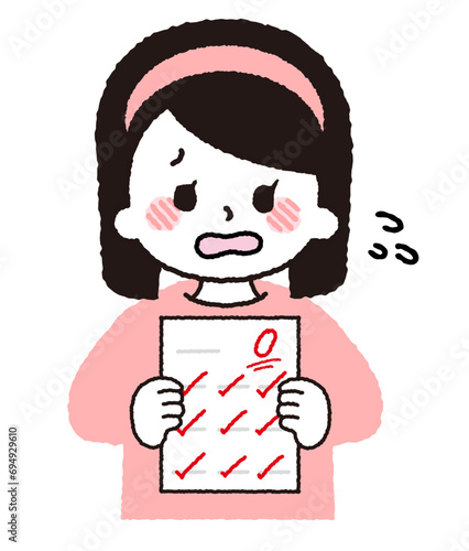 テストの結果。0点をとる子供。