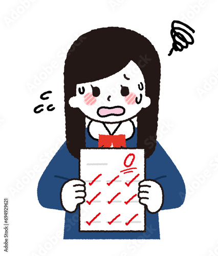 テストの結果。0点をとる学生。