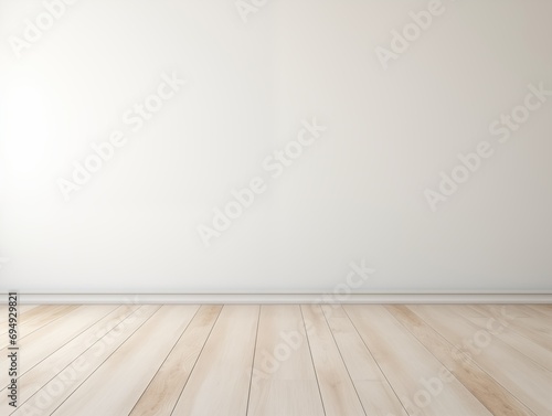 Empty room with wooden floor and white wall. Room mock-up for interior design