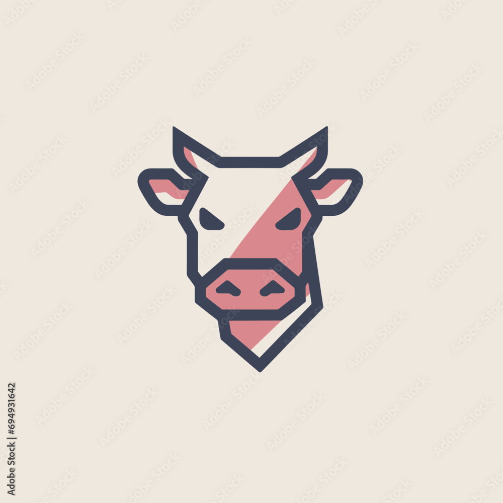 Bull Cow Logo Design, minimalist, outlined, simple