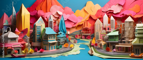 Colorful town made of paper. © David