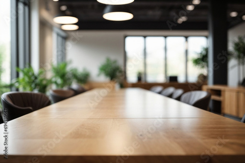 Wood table on blur of cafe, coffee shop, bar or restaurant background - can used for display or montage your products
