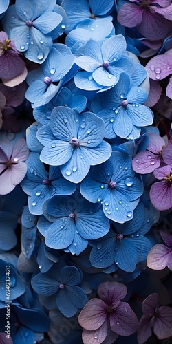 Hortensias flowers in blue