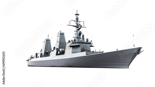 Modern warship on transparent background PNG