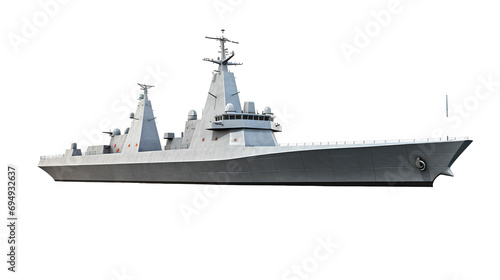 Modern warship on transparent background PNG photo