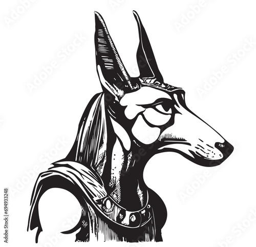 Anubis hand drawn sketch in doodle style illustration