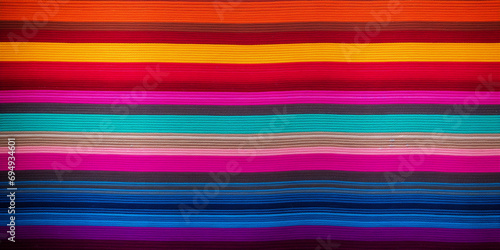 Cinco de Mayo party decor background. Mexican fabric or rug pattern with colorful stripes. Mexican Serape design banner.