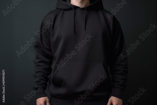 Black men's hoodie mockup.Mockup for drawing on clothes.
