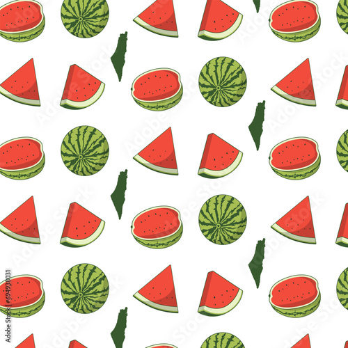 Watermelon pattern background. Watermelon as a symbol of Palestine