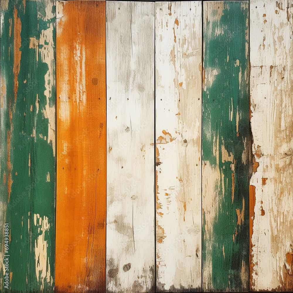 a white, orange, and green wood plank royalty background, wallpaper created with Generative Ai a white, orange, and green wood plank royalty background, wallpaper created with Generative Ai