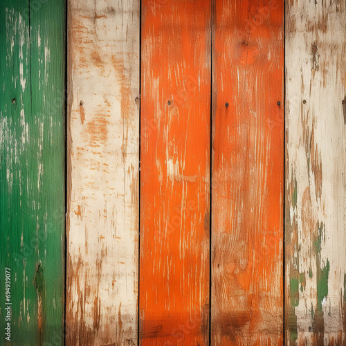 a white  orange  and green wood plank royalty background  wallpaper created with Generative Ai