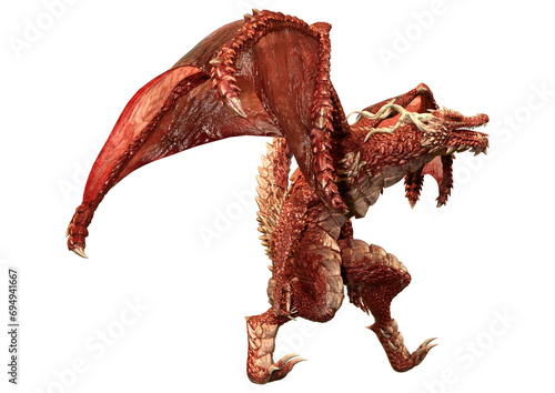 3D Rendering Fairy Tale Dragon on White