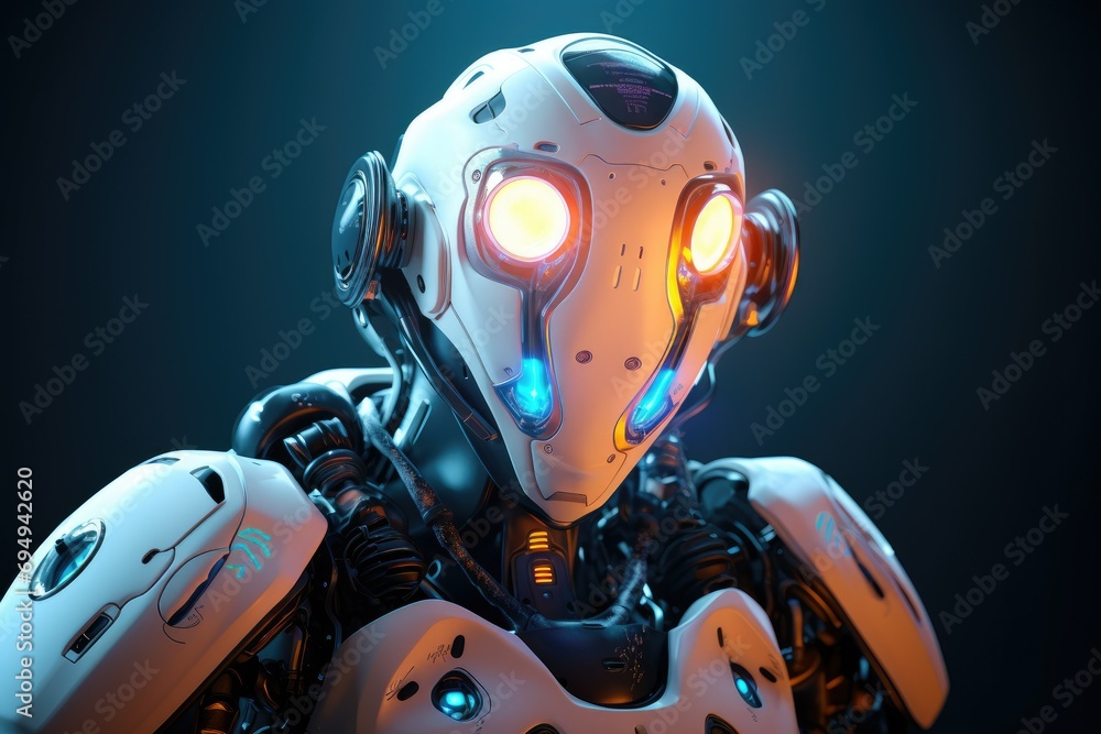 Modern futuristic robot with glowing eyes Ai generated Modern futuristic robot with glowing eyes Ai generated