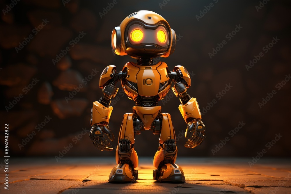 Modern futuristic baby robot with glowing eyes Ai generated Modern futuristic baby robot with glowing eyes Ai generated