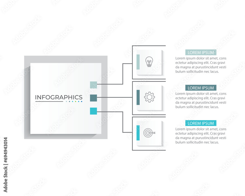 Business infographic design with 3 options. Vector thin line label with rectangle template