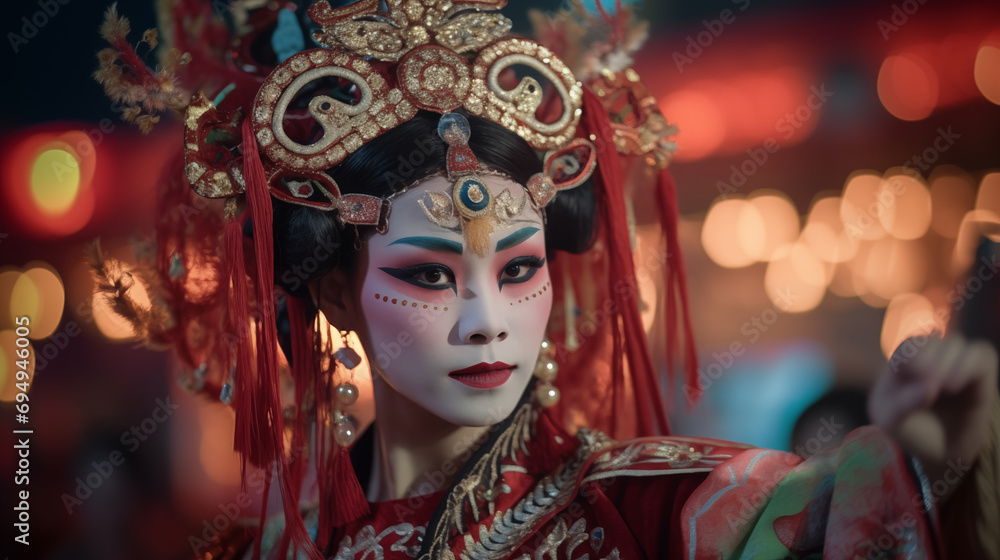 16:9 or 9:16 Portrait colorful face of Chinese opera on Chinese New Year