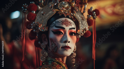16:9 or 9:16 Portrait colorful face of Chinese opera on Chinese New Year © jkjeffrey