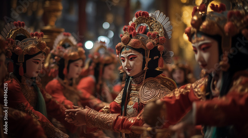 16:9 or 9:16 Portrait colorful face of Chinese opera on Chinese New Year photo