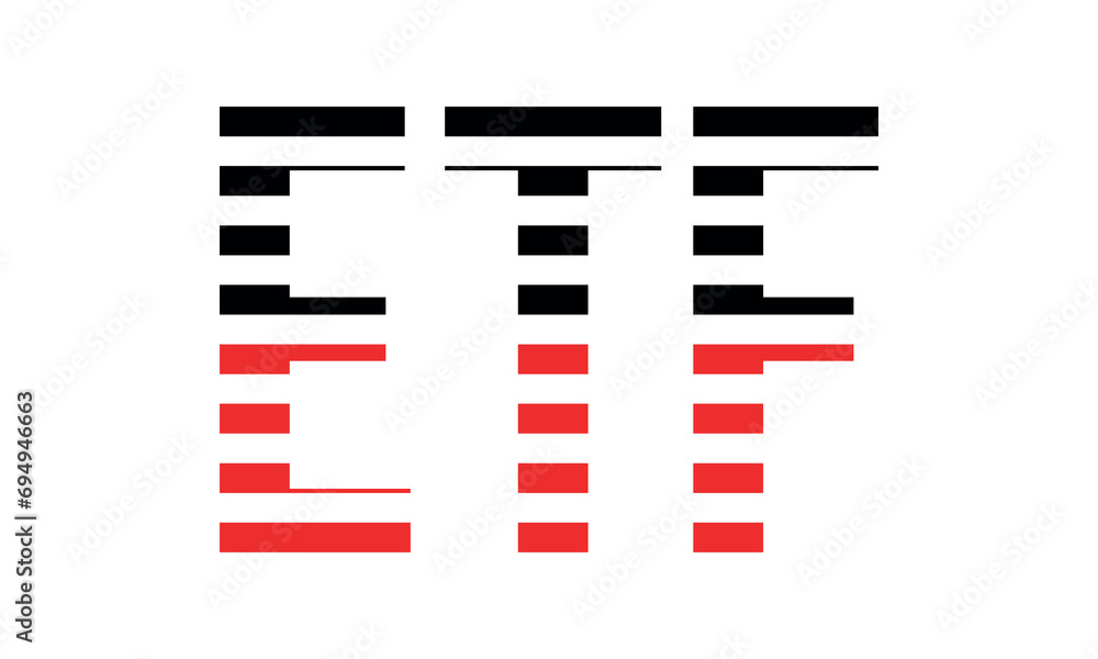 ETF three initial letter iconic line negative space minimal logo design vector template. monogram, abstract, wordmark, business, typography, minimalist, brand, company, flat, modern, unique, simple ETF three initial letter iconic line negative space minimal logo design vector template. monogram, abstract, wordmark, business, typography, minimalist, brand, company, flat, modern, unique, simple