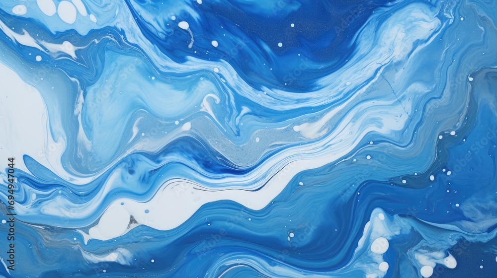 Blue and white Acrylic paint Marbling surface surface elegant. Modern background