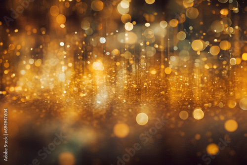 Abstract blurred image of golden or copper glitter photo