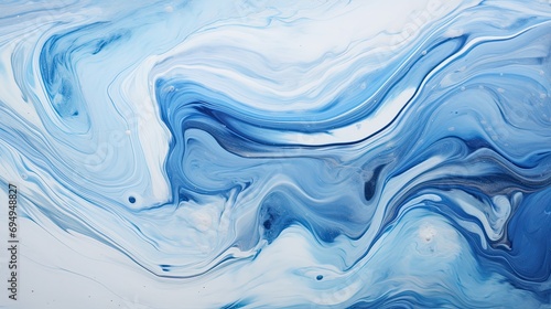 Blue and white Acrylic paint Marbling surface surface elegant. Modern background