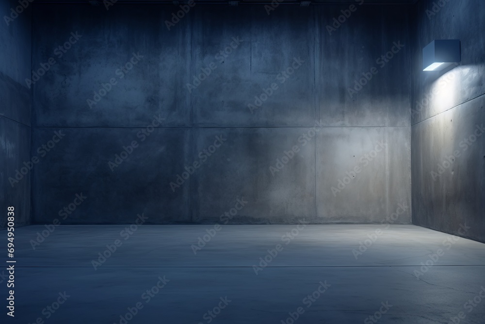 Empty building hangar with the door cracked open with room for text or copy space. Photo realistic 3d interior render - obrazy, fototapety, plakaty 