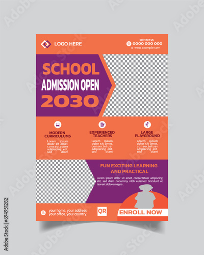 Studying or Education Flyer Template and School Admission Leaflet A4