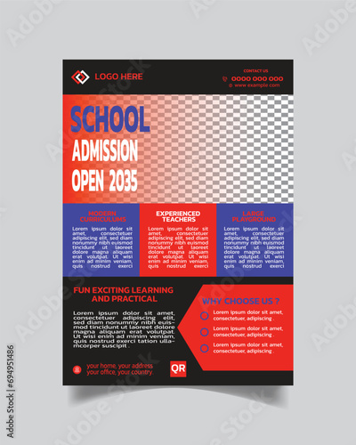 Children's Education Flyer Template and School Admission Leaflet Design A4