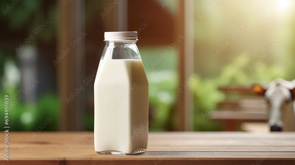Bottle of milk mock up .Generative ai Bottle of milk mock up .Generative ai