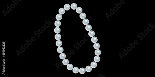 Attractive Pearl Bracelet  On Black Background, Hand Strung Pearl Vector Illustration.
