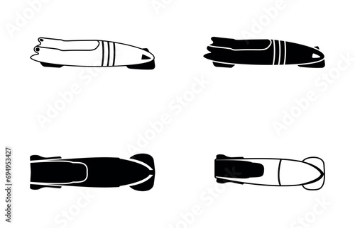 Bobsled Vector Illustration Set With Isolated Clip Art White Background And 
Bobsled Symbol Sport  Ice Equipment Speed, Winner skating, outline And White Background.