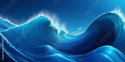 Blue ocean wave background. Blue and white water ocean background.