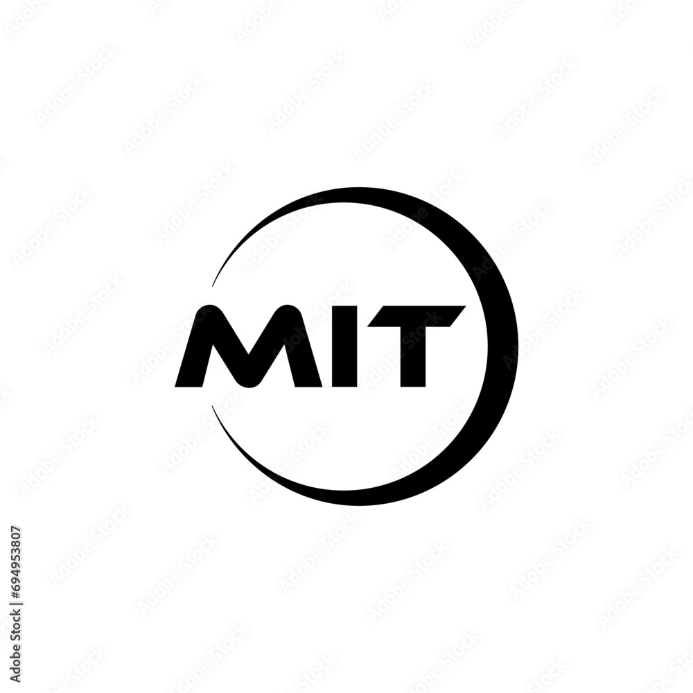 MIT letter logo design with white background in illustrator, cube logo