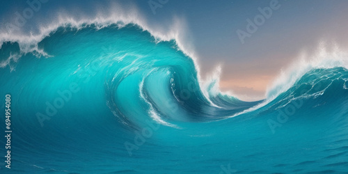 Abstract blue and white water ocean wave and curved line background. Blue wave with liquid fluid ocean texture. Ocean wave banner background.