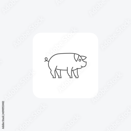Pig thin line vector icon, outline icon, pixel perfect icon