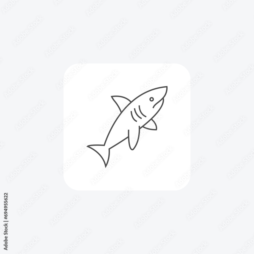 Fototapeta premium Shark thin line vector icon, outline icon, pixel perfect icon