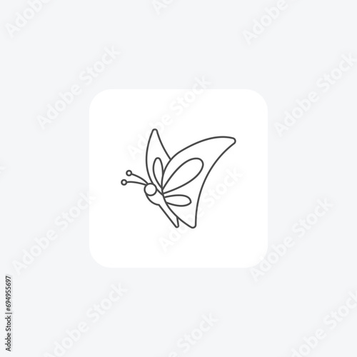 Butterfly thin line vector icon, outline icon, pixel perfect icon