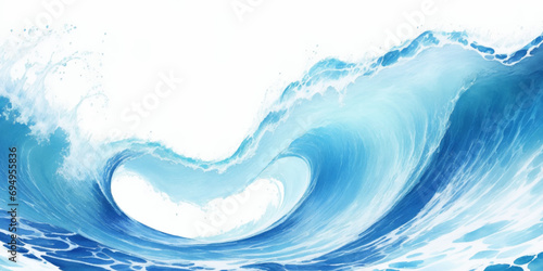Blue ocean wave background. Blue and white water ocean background. Wavy line background. Hand drawn watercolour ocean background. Vector illustration.