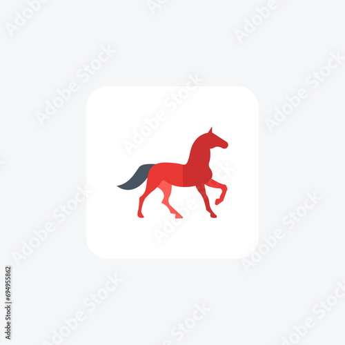 Horse flat color vector icon, pixel perfect icon