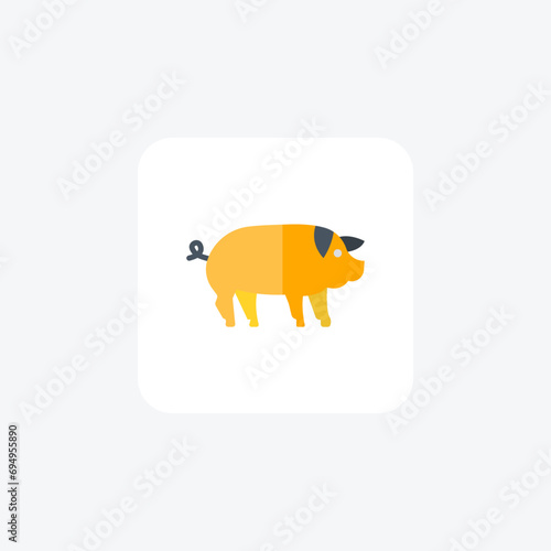 Pig flat color vector icon, pixel perfect icon