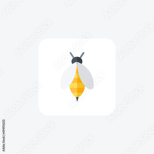 Bee flat color vector icon, pixel perfect icon