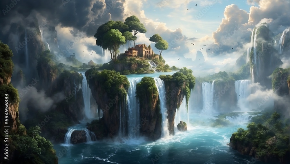 Celestial isle glows in animated brilliance, vivid colors, cascading waters, and surreal allure, creating enchanting motion.
Celestial isle glows in animated brilliance, vivid colors, cascading waters, and surreal allure, creating enchanting motion.