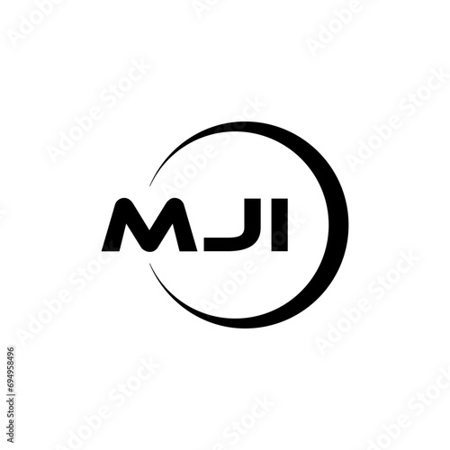 MJI letter logo design with white background in illustrator, cube logo, vector logo, modern alphabet font overlap style. calligraphy designs for logo, Poster, Invitation, etc. photo