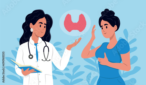 Endocrinologist deal with the diagnosis and treatment of the human thyroid gland. Hypothyroidism, hyperthyroidism concept. World Thyroid Day. January is Thyroid Awareness Month.